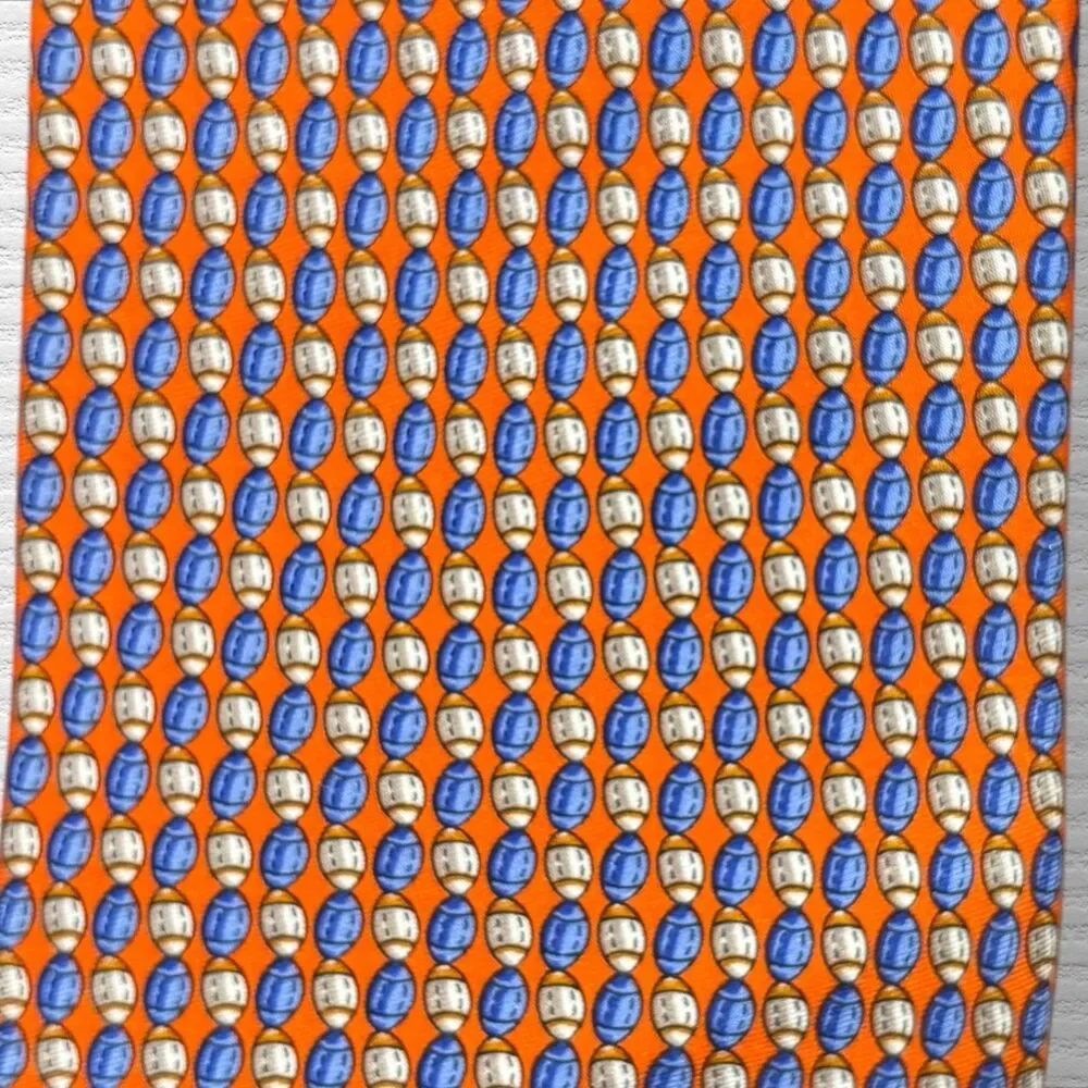 Jos. A. Bank Tie Blue and Orange Football Geometric